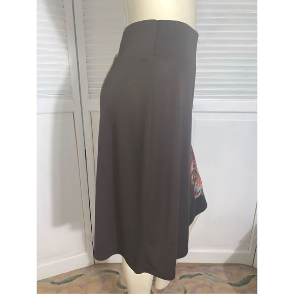 Vintage 90’s Y2K Spandex Floral Embroidered Skirt  Brown Small - Picture 3 of 10